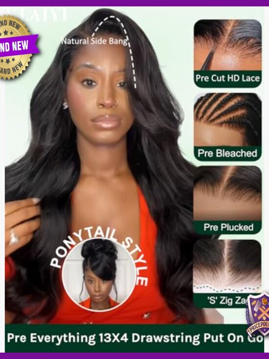 Loose Body Wave Human Hair Wig Glueless 13x4 Lace Front Pre Plucked